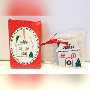 Vintage Russ Berrie Christmas Ornament W/Box House